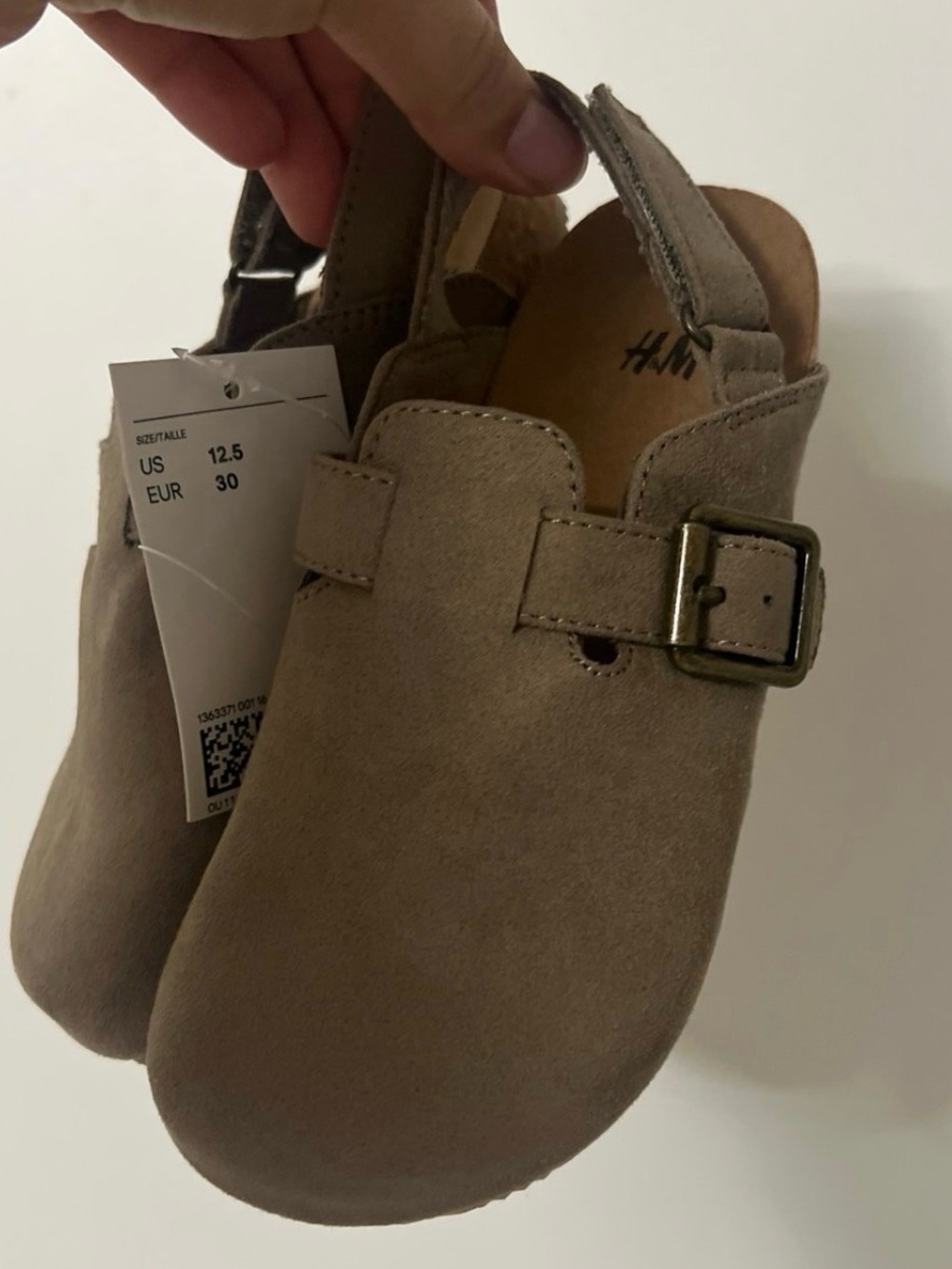 H&M Kids Taupe Suede-Style Buckle Mules